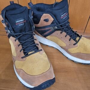 Merrell Men’s Sz 14 Wildwood Mid Leather WP Boot Spice Leather Suede